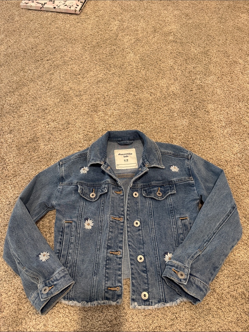Abercrombie & Fitch Light Blue Denim Jacket with Daisy Applique